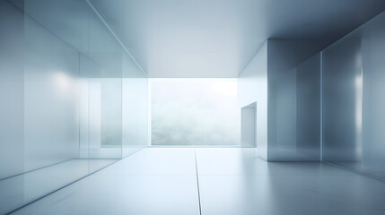 Naklejka na ściany i meble Digital gradient grey white glass geometric horizontal version poster web page PPT background with generative