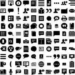 Collection Of 100 Words Icons Set Isolated Solid Silhouette Icons Including Word, Vector, Background, Illustration, Symbol, Text, Design Infographic Elements Vector Illustration Logo