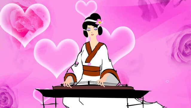 Cartoon girl playing piano 2d animated background, animation of a cartoon girl who plays the piano, beautiful girl musician plays musical instrument, women, lady, piano teacher
