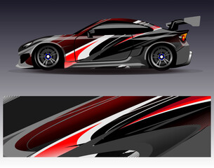 Car wrap design vector..Graphic abstract stripe racing background designs for vehicle, rally, race, adventure and car racing livery