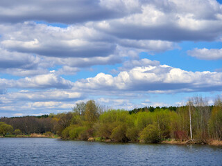 Fototapeta na wymiar European landscape in early spring. March landscape