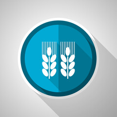 Agricultural symbol, flat design vector blue icon with long shadow.