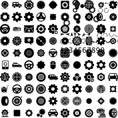 Collection Of 100 Wheel Icons Set Isolated Solid Silhouette Icons Including Wheel, Graphic, Game, Lucky, Lottery, Prize, Illustration Infographic Elements Vector Illustration Logo