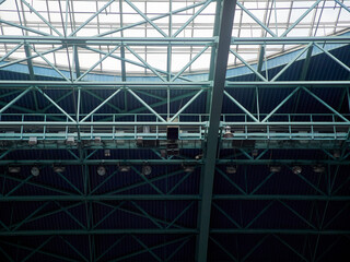 Metal structures of the roof of a building of a large area. Large span steel structures