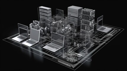 3d tech isometric architecture plan