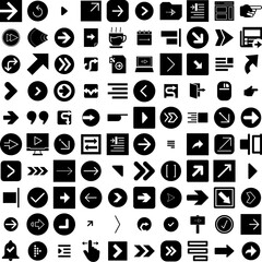 Collection Of 100 Right Icons Set Isolated Solid Silhouette Icons Including Vector, Right, Concept, Symbol, Icon, Sign, Equality Infographic Elements Vector Illustration Logo