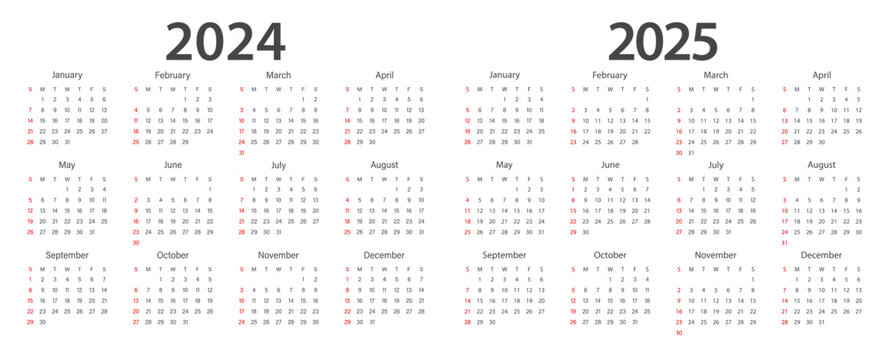Simple 2025 year calendar week hi-res stock photography and images