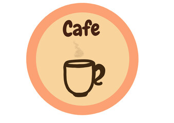 coffee cup circle icon for cafe,  png