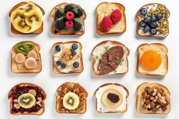 Fototapeta na wymiar Set toast bread snack. Generate Ai