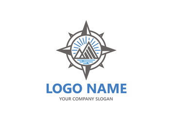 Natural lake view hill outdoor logo template