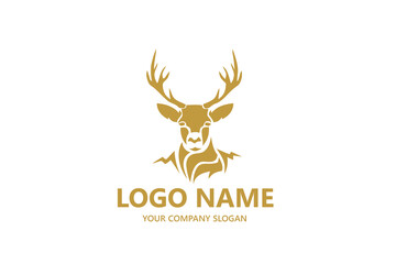 deer head antler logo  vector design template, hunting illustration