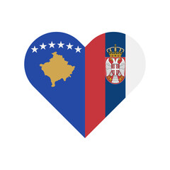 unity concept. heart shape icon of kosovo and serbia flags. vector illustration isolated on white background