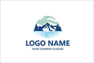 	
Natural lake view hill outdoor logo template