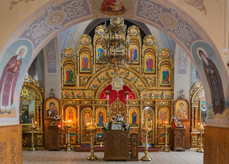 Fototapeta na wymiar The Church of the Archangel Michael is the main Orthodox shrine of Alupka. Russia. Crimea. 07.05.2023