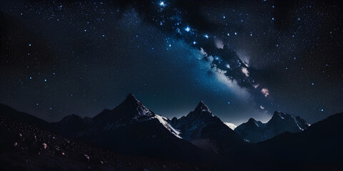 galaxy stars night over the mountains generative AI