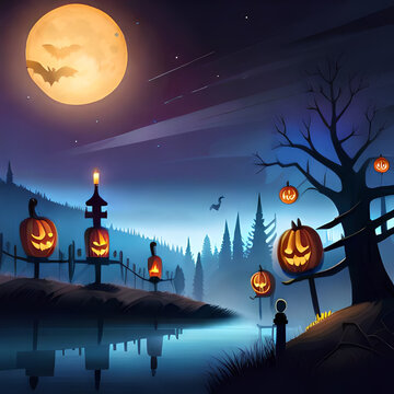 Photo realistic halloween festival illustrationhalloween night pictures for wallpaper ai generated