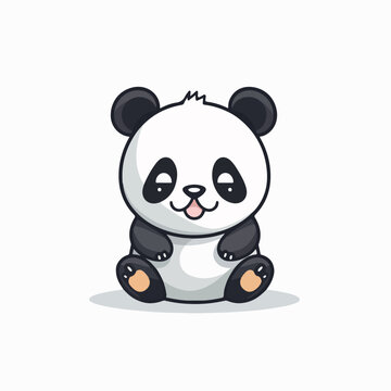 Panda bear silhouette Logo design vector template. Funny Lazy Logo Panda animal Logotype concept icon.
