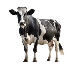 white and black cow isolated on white