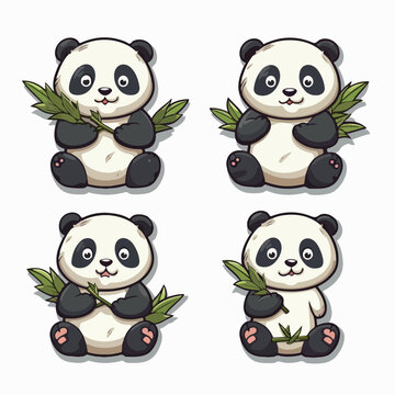 Panda bear silhouette Logo design vector template. Funny Lazy Logo Panda animal Logotype concept icon.