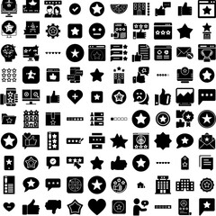 Collection Of 100 Rating Icons Set Isolated Solid Silhouette Icons Including Rate, Business, Interest, Financial, Finance, Investment, Economy Infographic Elements Vector Illustration Logo
