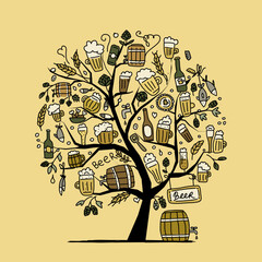 Oktoberfest, beer festival. Concept tree for your design. Vector illustration