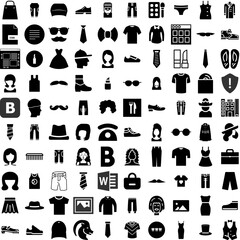 Collection Of 100 Style Icons Set Isolated Solid Silhouette Icons Including Design, Illustration, Symbol, Template, Background, Graphic, Vector Infographic Elements Vector Illustration Logo