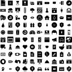 Collection Of 100 Surge Icons Set Isolated Solid Silhouette Icons Including Electric, Technology, Power, Energy, Surge, Electrical, Electricity Infographic Elements Vector Illustration Logo