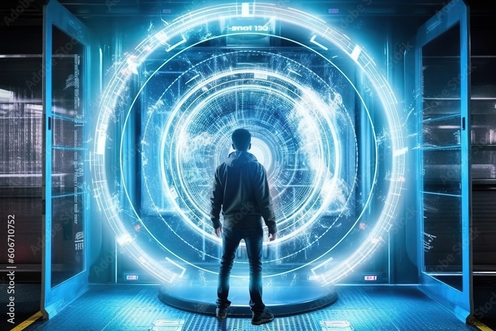 Wall mural teleport of the future groundbreaking transportation device that instantly teleports users from one 