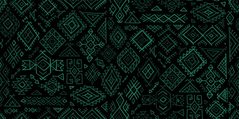Tribal decorative background. Ethnic seamless pattern. Aztec geometric backdrop. Native american ornament. Vector illustration