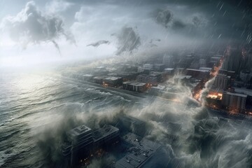 A city in the storm with the word war on the bottom Generative Ai