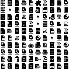 Collection Of 100 Extension Icons Set Isolated Solid Silhouette Icons Including Beauty, Fashion, Extension, Female, Long, Salon, Beautiful Infographic Elements Vector Illustration Logo