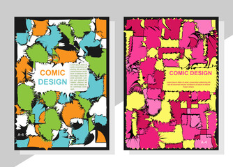 Set of covers with a flat pattern in the style of comics. format A-4 for books and brochures.
