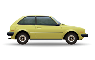 Fototapeta na wymiar small yellow car isolated, 