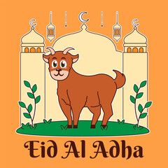 Eid al adha with cartoon goat