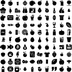 Collection Of 100 Fresh Icons Set Isolated Solid Silhouette Icons Including Air, Wind, Background, Fresh, Illustration, Vector, Isolated Infographic Elements Vector Illustration Logo