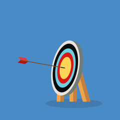 Bullseye. Success. Arrow Hitting Center Of Target