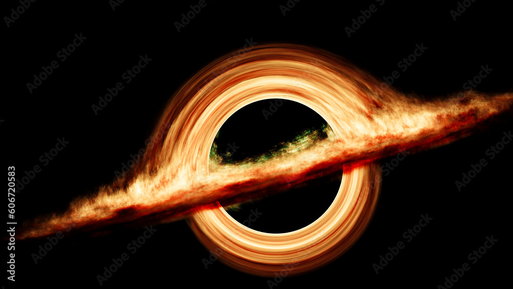 Wall mural rendered illustration of a black hole with the occlusion disk visible.