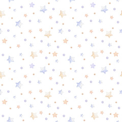 Seamless pattern for a children's star in gender-neutral colors beige purple