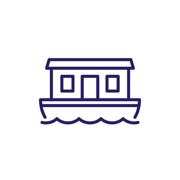 houseboat line icon on white