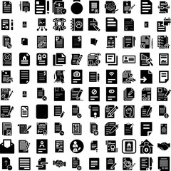 Collection Of 100 Contract Icons Set Isolated Solid Silhouette Icons Including Signature, Sign, Business, Contract, Document, Office, Agreement Infographic Elements Vector Illustration Logo