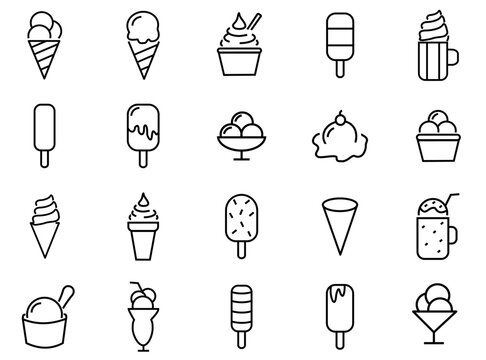 Ice cream icon set. Collection of ice cream line icons vector. editable file. Eps