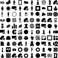 Collection Of 100 Figure Icons Set Isolated Solid Silhouette Icons Including Design, Abstract, Vector, Geometric, Shape, Geometry, Element Infographic Elements Vector Illustration Logo