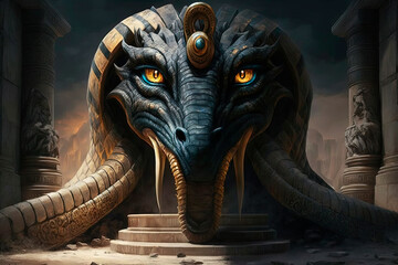 Egyptian mythology, a huge serpent monster. Generative AI - obrazy, fototapety, plakaty