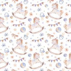 Vintage seamless pattern of children's toys.