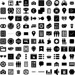 Collection Of 100 Union Icons Set Isolated Solid Silhouette Icons Including Europe, Country, National, Background, Union, Flag, Symbol Infographic Elements Vector Illustration Logo