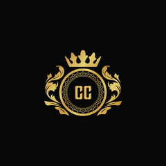 Luxury royal wing letter CA-CZ crest gold color logo vector image