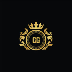 Luxury royal wing letter CA-CZ crest gold color logo vector image