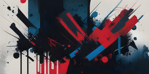 background with black red and blue splashes generative AI