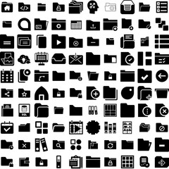 Collection Of 100 Organize Icons Set Isolated Solid Silhouette Icons Including Storage, Organization, Interior, Concept, Modern, Design, Home Infographic Elements Vector Illustration Logo