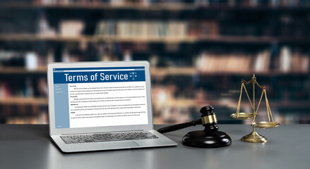 Online term of service conditions showing astute rules and regulations in using the website on a...